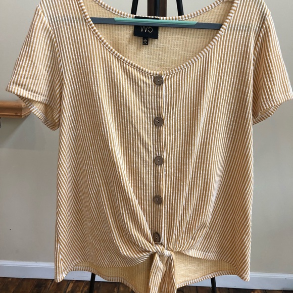 W5 Tops - Yellow Blouse Tie Front